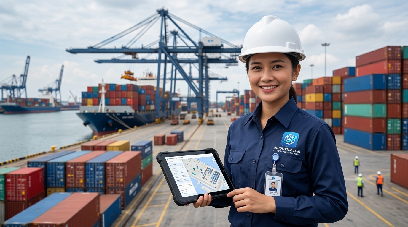 Indonesian PT Indo Logistics Express Female Operations Officer with Company Logo Uniform