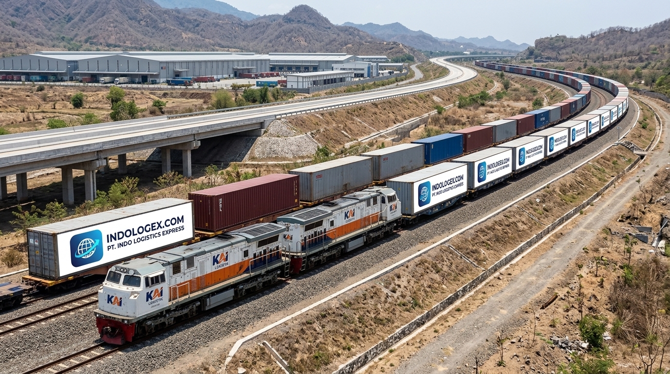 PT Indo Logistics Express Intermodal Rail Freight Container Train with Logo